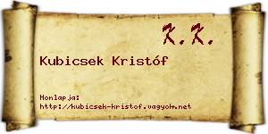 Kubicsek Kristóf névjegykártya