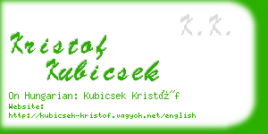 kristof kubicsek business card